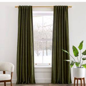 WEST ELM Worn Velvet Tarragon Curtain, 1 panel excellent condition! 48W x96L